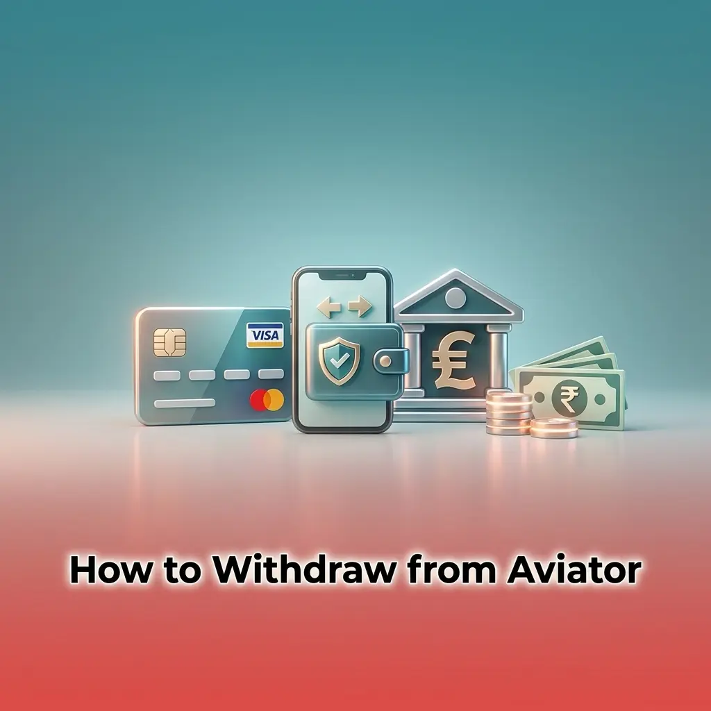 Step-by-step Aviator withdrawal guide showing cashier section, method selection, and UPI processing for Indian players