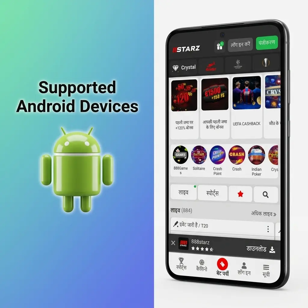 Android devices compatible with 888starz Aviator app across budget, mid-range, and flagship tiers running Android 5.0+