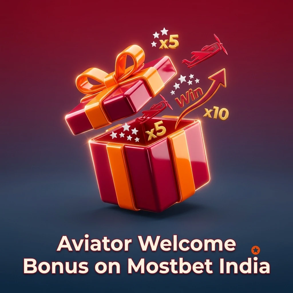 Mostbet Aviator welcome bonus with 100% first deposit match, minimum INR 300, for new casino players in India