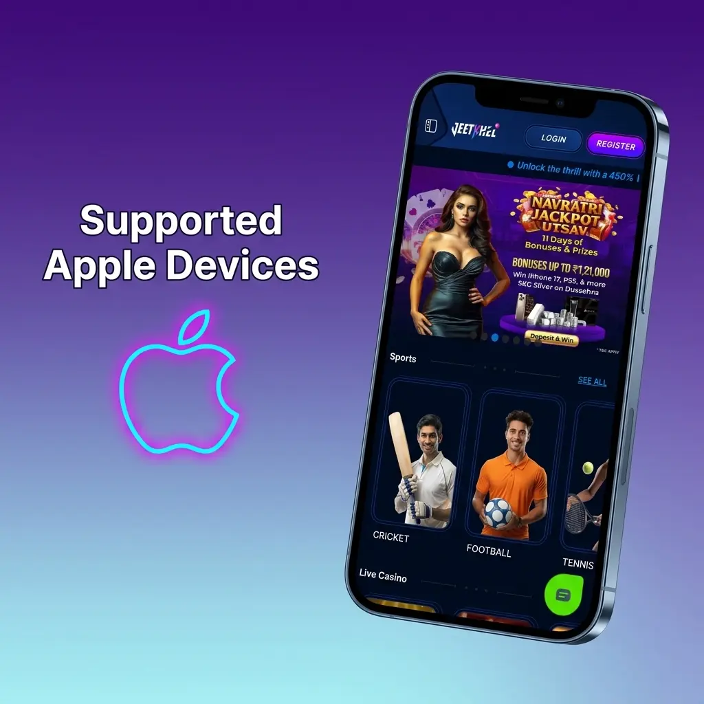 Apple iPhones and iPads supported by JeetKhel Aviator app running iOS 12 or later including iPhone SE to iPhone 15