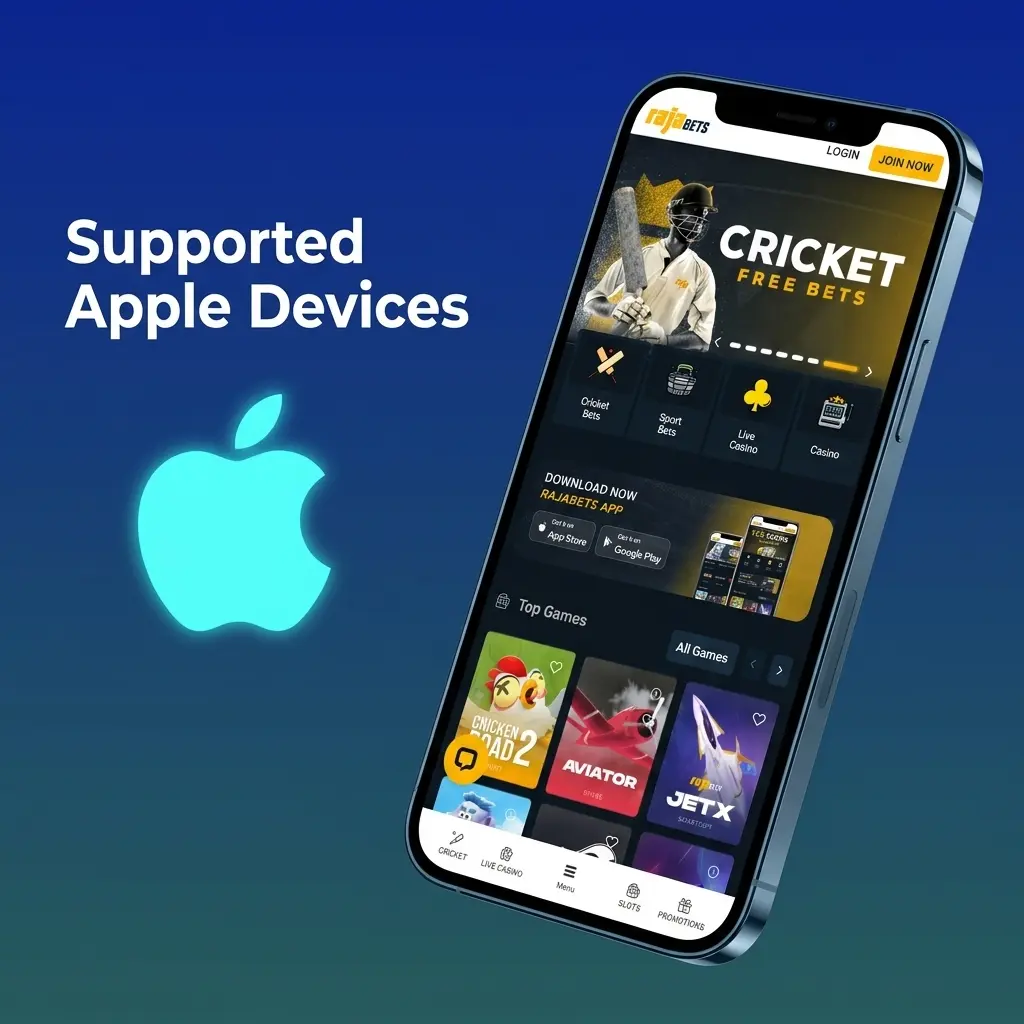 Supported Apple devices for Rajabets PWA app running Aviator game on iOS 12 or later iPhones and iPads